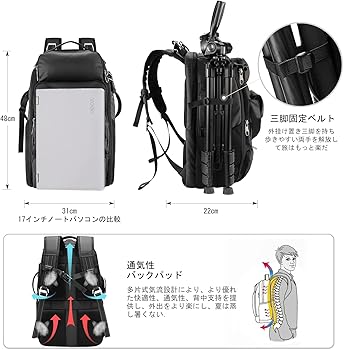 Amazon.co.jp: カメラリュック 大容量 31L カメラバッグ 一眼カメラ